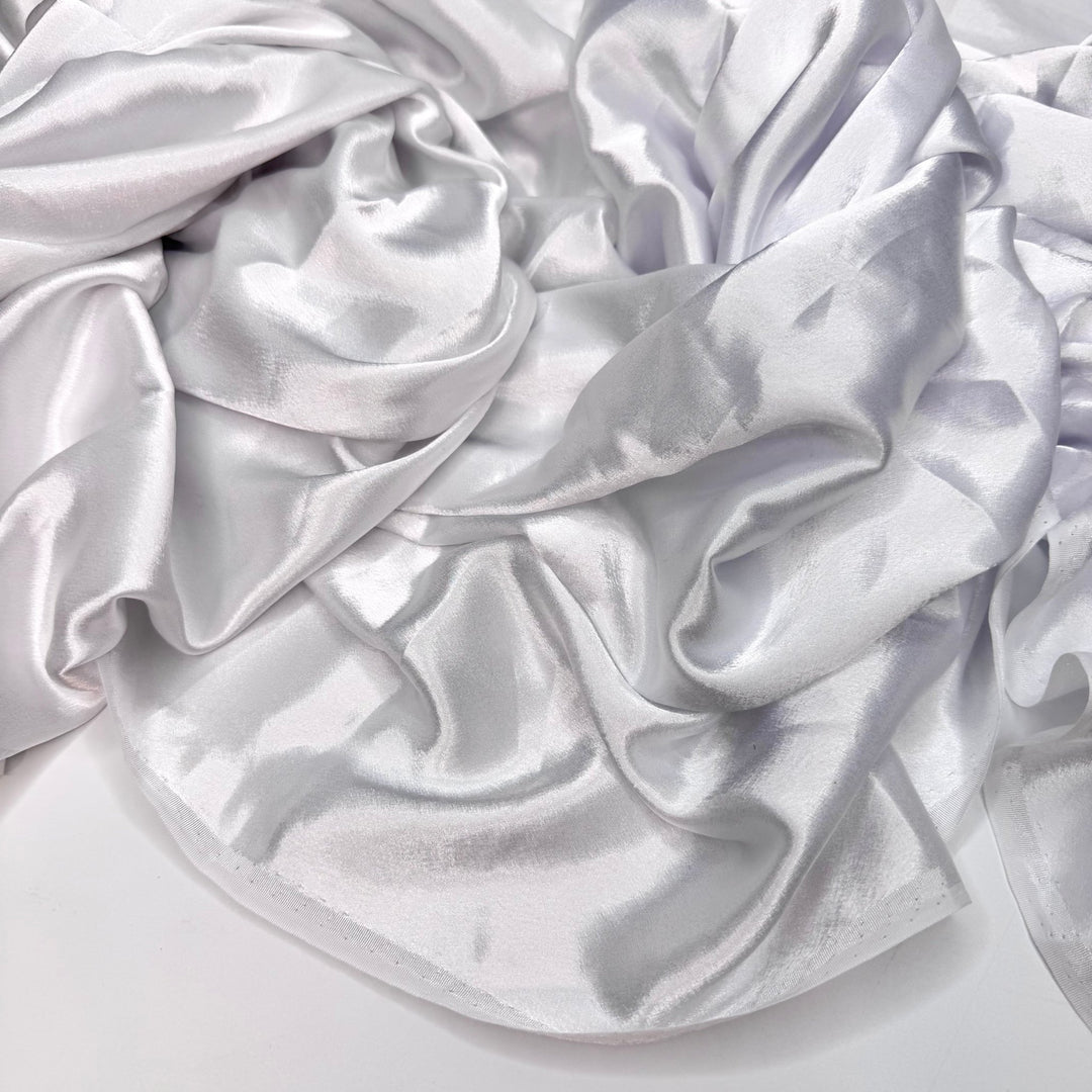 Making Snow Cones - Satin Poly Woven - White - 1.35M Bundle - True Deadstock fabric Fabric by private - Sustainable Textile | FABCYCLE