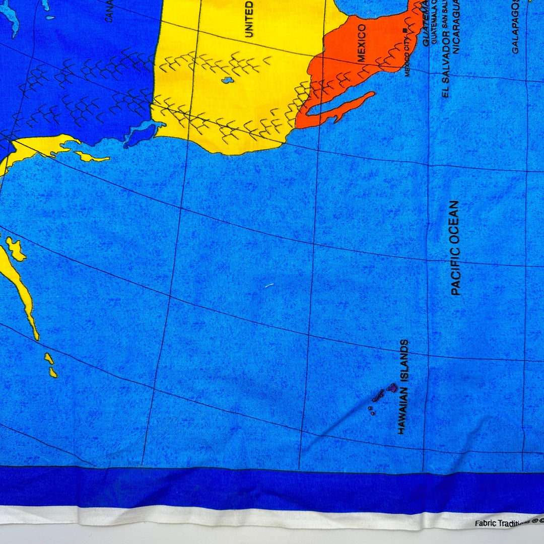 Making Your Way Around The World - Cotton Woven - Blue Multi World Map - 0.9M Bundle - True Deadstock fabric Fabric by private - Sustainable Textile | FABCYCLE