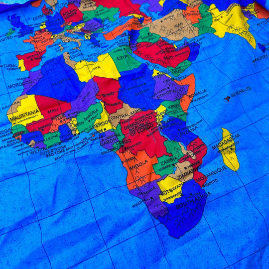 Making Your Way Around The World - Cotton Woven - Blue Multi World Map - 0.9M Bundle - True Deadstock fabric Fabric by private - Sustainable Textile | FABCYCLE