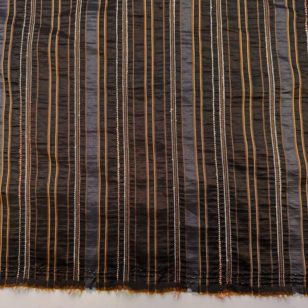 Man Cave Stools - Ribbed Taffeta Poly Woven - Dark Brown Multi Stripes - 3.75M Bundle - True Deadstock fabric Fabric by private - Sustainable Textile | FABCYCLE