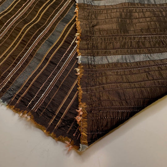 Man Cave Stools - Ribbed Taffeta Poly Woven - Dark Brown Multi Stripes - 3.75M Bundle - True Deadstock fabric Fabric by private - Sustainable Textile | FABCYCLE