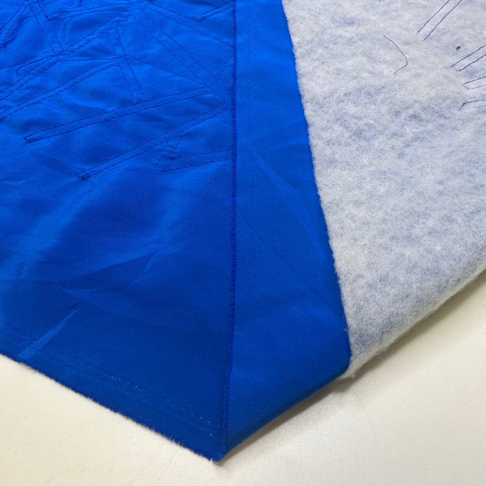 Managing My Adult Money - Quilted Top Satin Polyester Blend Woven - Blue Abstract - Bundles - True Deadstock fabric Fabric by private - Sustainable Textile | FABCYCLE