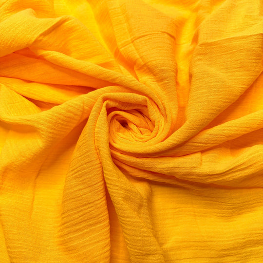 Mango Roll Food Dance - Crinkle Gauze Cotton Woven - Mango Yellow - 2.2M Bundle - True Deadstock fabric Fabric by private - Sustainable Textile | FABCYCLE