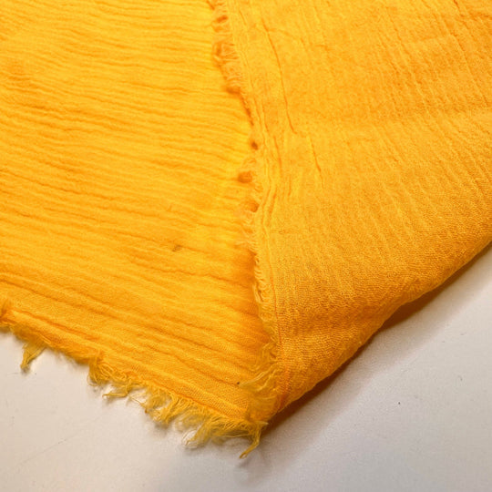 Mango Roll Food Dance - Crinkle Gauze Cotton Woven - Mango Yellow - 2.2M Bundle - True Deadstock fabric Fabric by private - Sustainable Textile | FABCYCLE