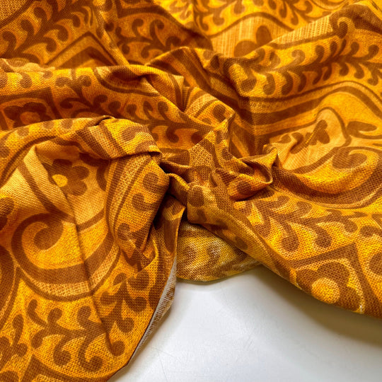 Maple Syrup - Cotton Blend Woven - Beige/Yellow Floral - 0.8M Bundle - True Deadstock fabric Fabric by private - Sustainable Textile | FABCYCLE