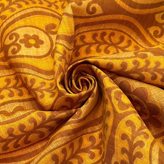 Maple Syrup - Cotton Blend Woven - Beige/Yellow Floral - 0.8M Bundle - True Deadstock fabric Fabric by private - Sustainable Textile | FABCYCLE