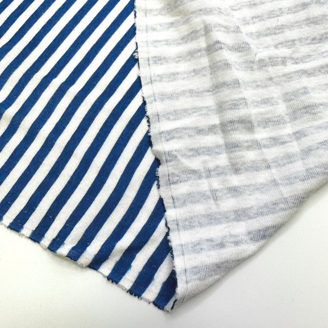 Marco Polo - Rib Knit Cotton Blend Knit - Blue/White Stripes - 2M Bundle - True Deadstock fabric Fabric by private - Sustainable Textile | FABCYCLE
