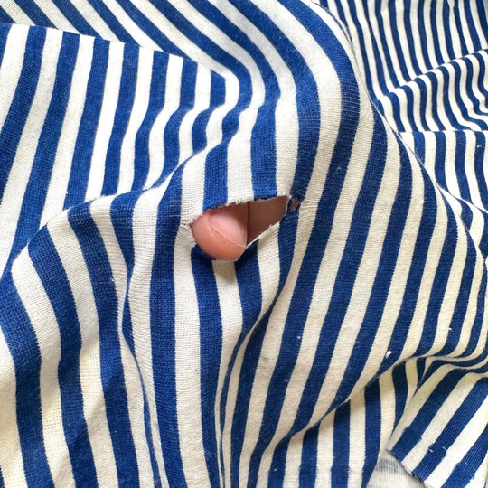 Marco Polo - Rib Knit Cotton Blend Knit - Blue/White Stripes - 2M Bundle - True Deadstock fabric Fabric by private - Sustainable Textile | FABCYCLE