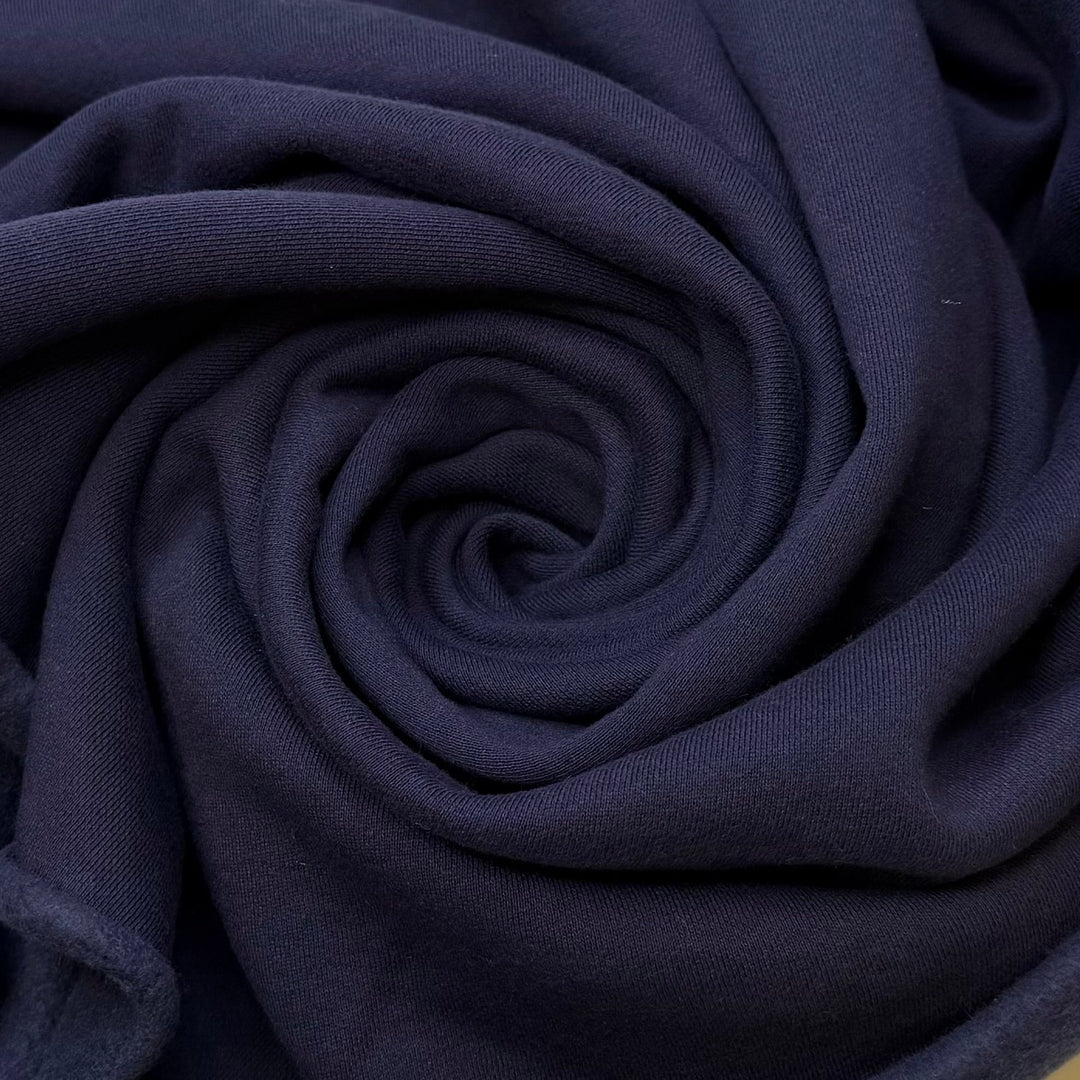 Marine Reindeer - Jersey Fleece Cotton Blend Knit - Navy - 0.6M Bundle - True Deadstock fabric Fabric by private - Sustainable Textile | FABCYCLE