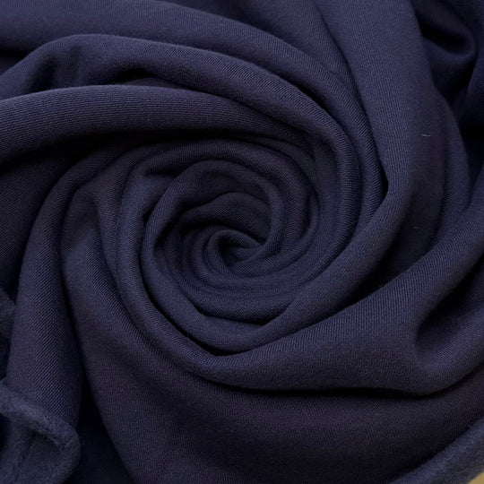 Marine Reindeer - Jersey Fleece Cotton Blend Knit - Navy - 0.6M Bundle - True Deadstock fabric Fabric by private - Sustainable Textile | FABCYCLE