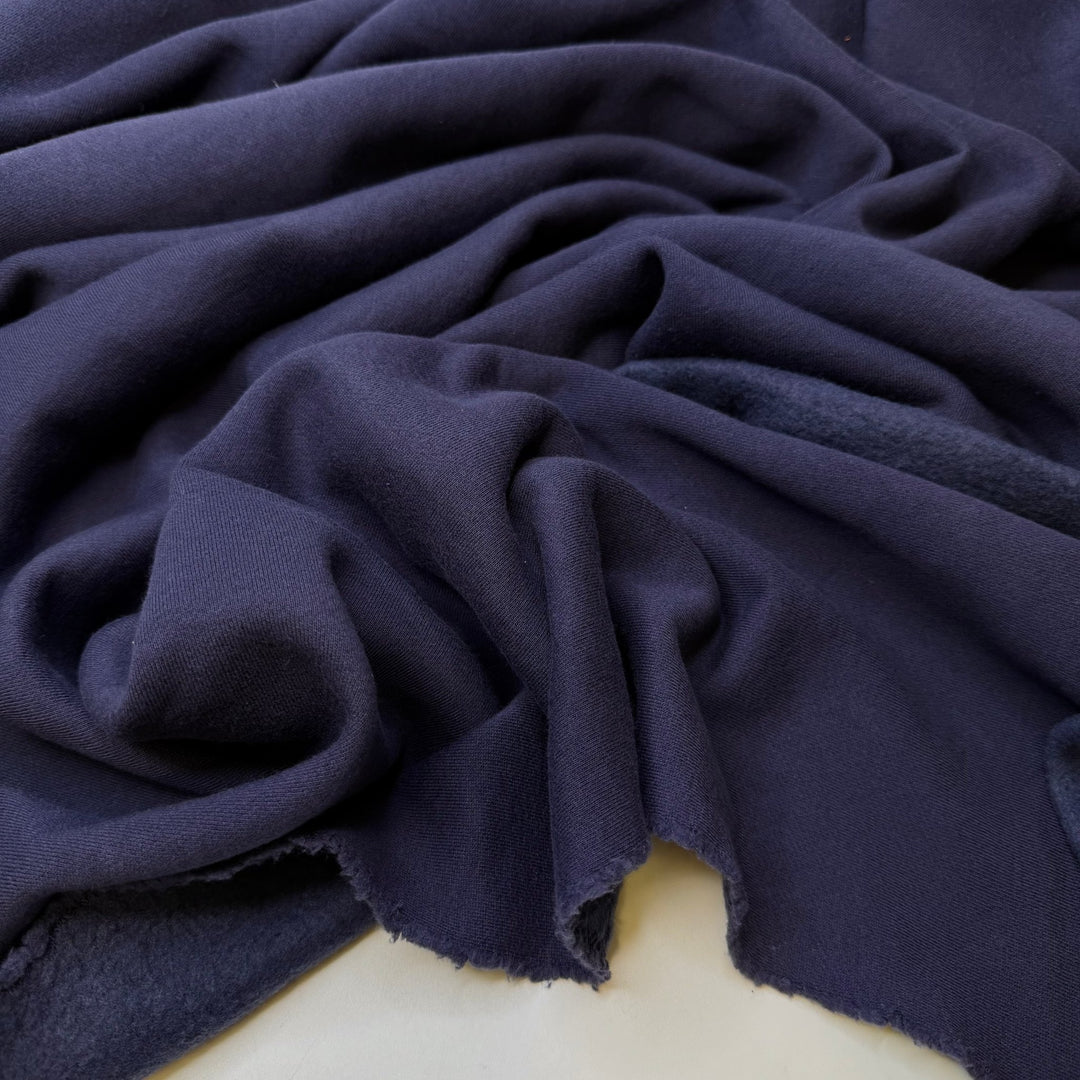 Marine Reindeer - Jersey Fleece Cotton Blend Knit - Navy - 0.6M Bundle - True Deadstock fabric Fabric by private - Sustainable Textile | FABCYCLE