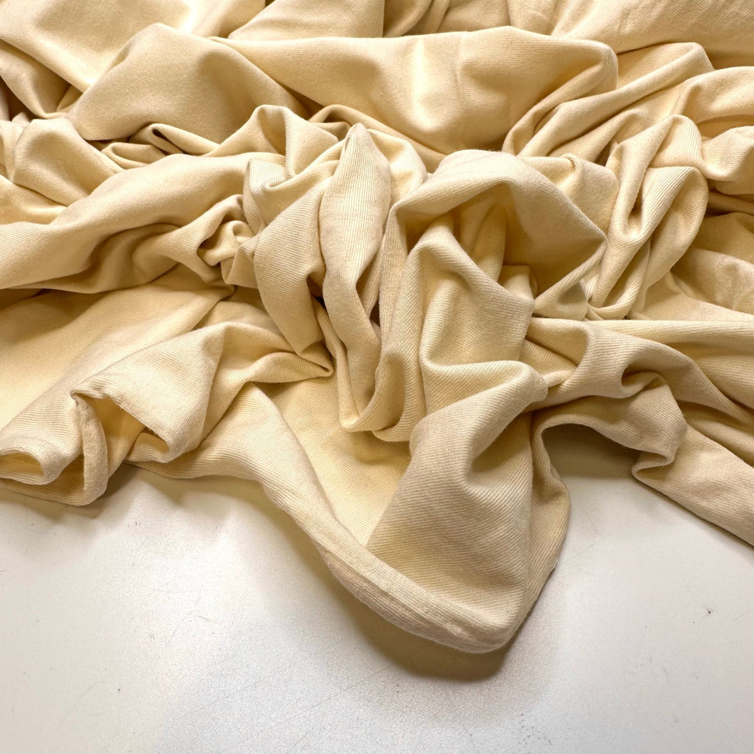 Mashed Potatoes - Jersey Cotton Blend Knit - Dark Cream - 2.3M Bundle - True Deadstock fabric Fabric by private - Sustainable Textile | FABCYCLE
