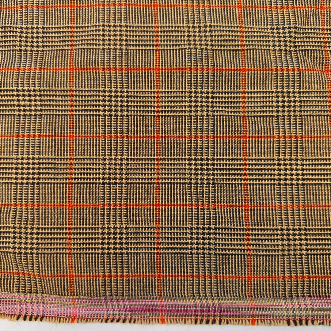 Matching Birthstones - Twill Weave Wool Blend Woven - Beige/Brown Plaid - 1M Bundle - True Deadstock fabric Fabric by private - Sustainable Textile | FABCYCLE