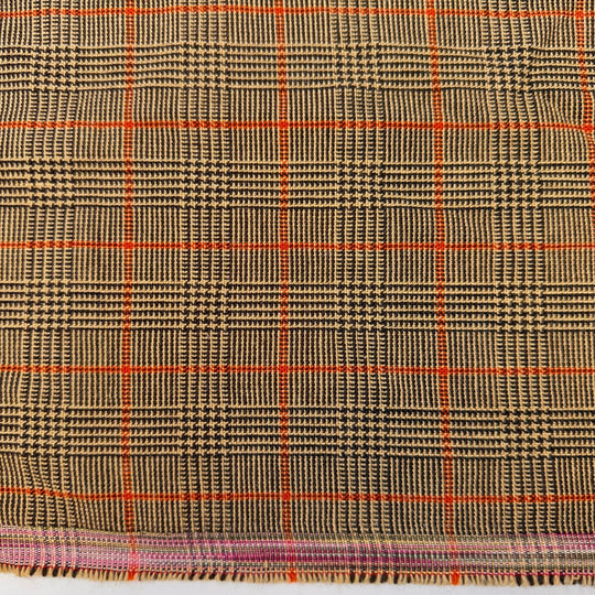 Matching Birthstones - Twill Weave Wool Blend Woven - Beige/Brown Plaid - 1M Bundle - True Deadstock fabric Fabric by private - Sustainable Textile | FABCYCLE