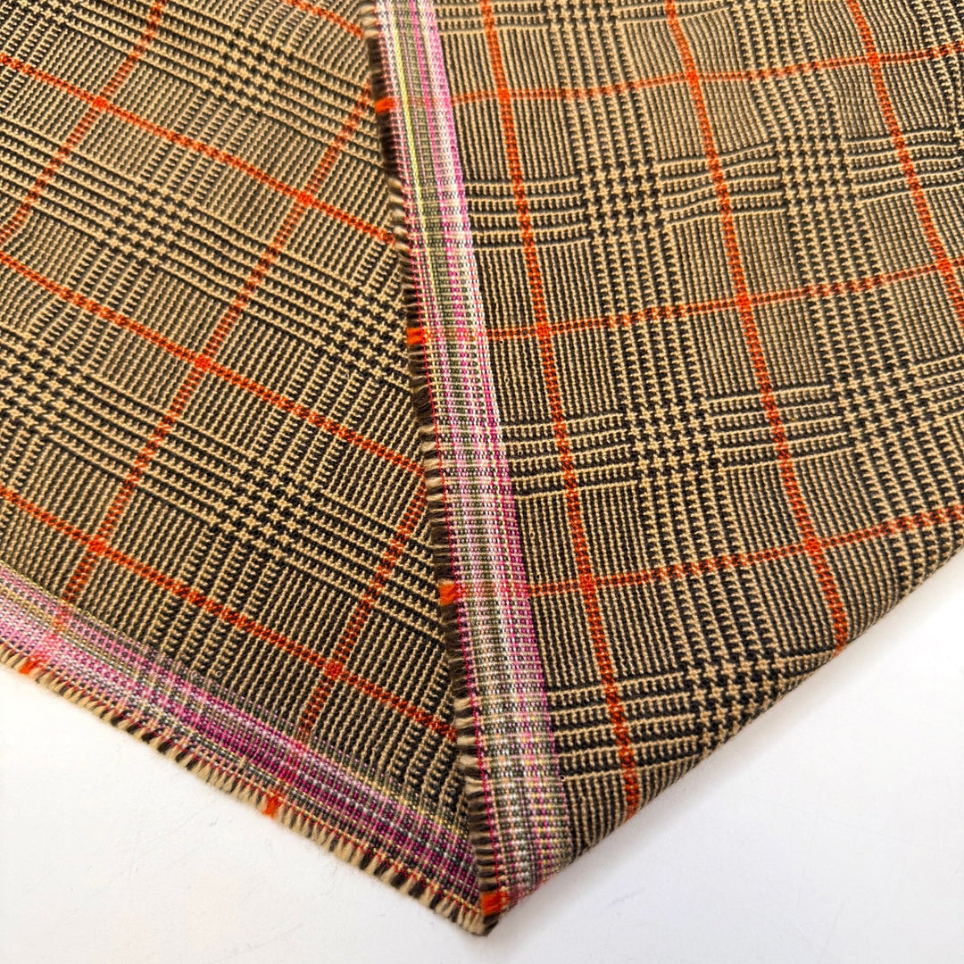 Matching Birthstones - Twill Weave Wool Blend Woven - Beige/Brown Plaid - 1M Bundle - True Deadstock fabric Fabric by private - Sustainable Textile | FABCYCLE
