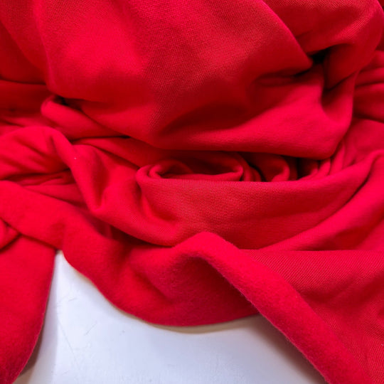 Matching Holiday Hoodies - Jersey Fleece Cotton Blend Knit - Red - 1.6M Bundle - True Deadstock fabric Fabric by private - Sustainable Textile | FABCYCLE