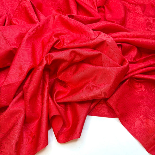 Matchmaking - Polyester Blend Woven - Red Floral - 2M Bundle - True Deadstock fabric Fabric by private - Sustainable Textile | FABCYCLE