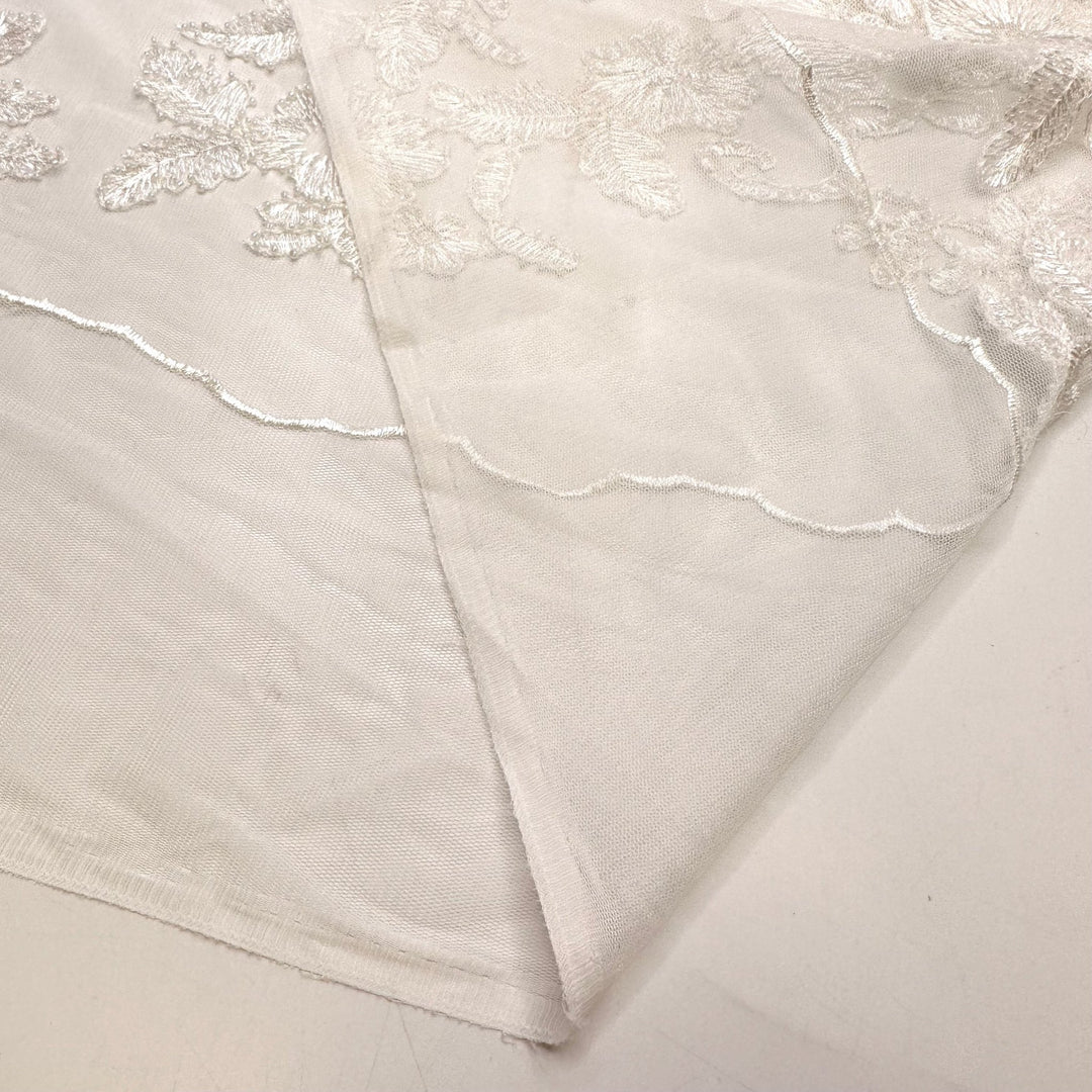 May Queen Gown Inspo - Beaded Lace Polyester Blend Woven - White Floral - Bundles - True Deadstock fabric Fabric by private - Sustainable Textile | FABCYCLE