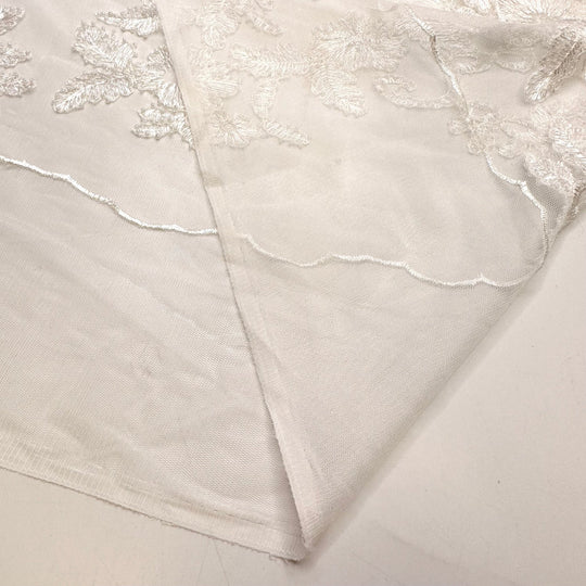 May Queen Gown Inspo - Beaded Lace Polyester Blend Woven - White Floral - Bundles - True Deadstock fabric Fabric by private - Sustainable Textile | FABCYCLE