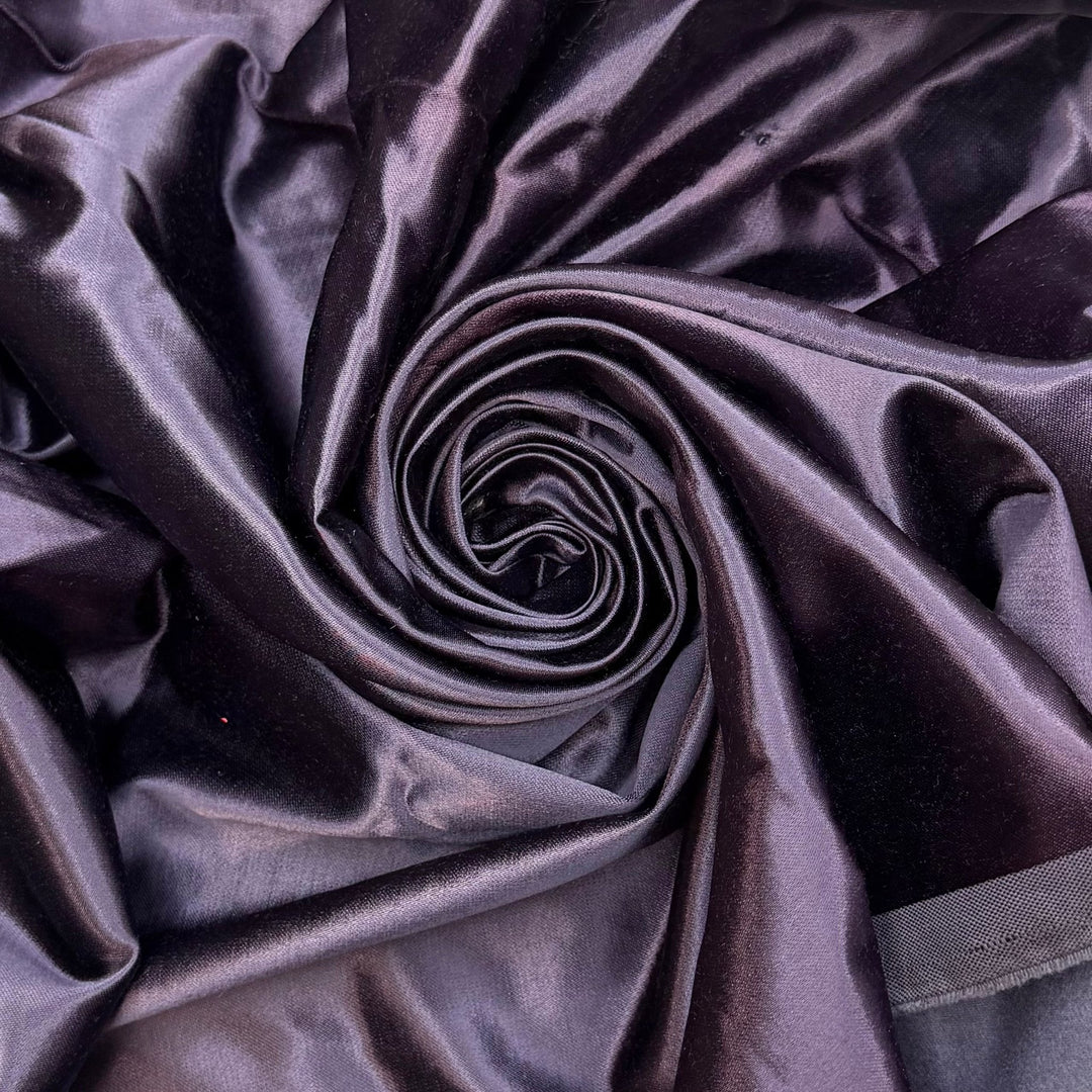 May This Night Never End - Vintage Satin Cotton Woven - Dark Purple - 2.45M Bundle - True Deadstock fabric Fabric by private - Sustainable Textile | FABCYCLE