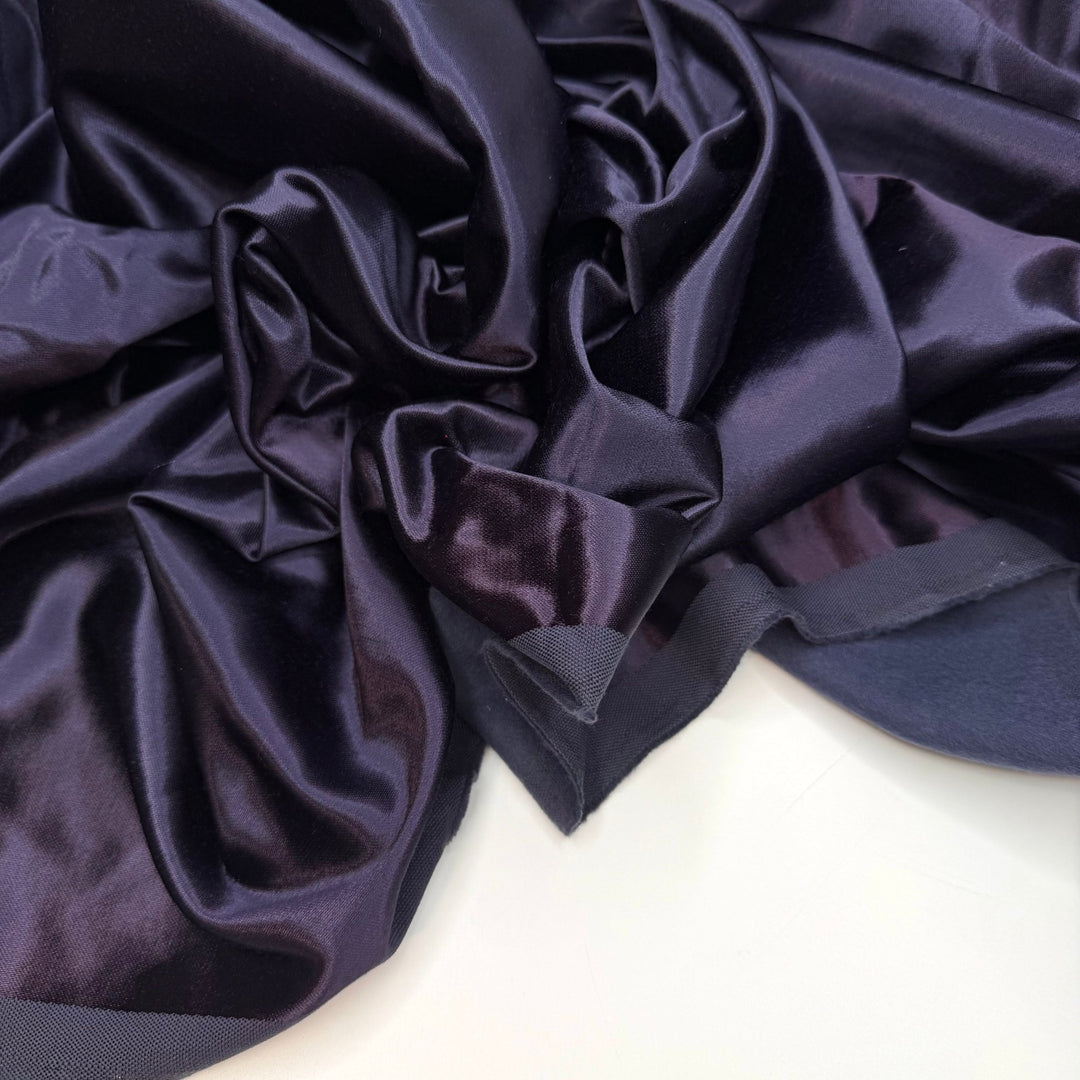 May This Night Never End - Vintage Satin Cotton Woven - Dark Purple - 2.45M Bundle - True Deadstock fabric Fabric by private - Sustainable Textile | FABCYCLE