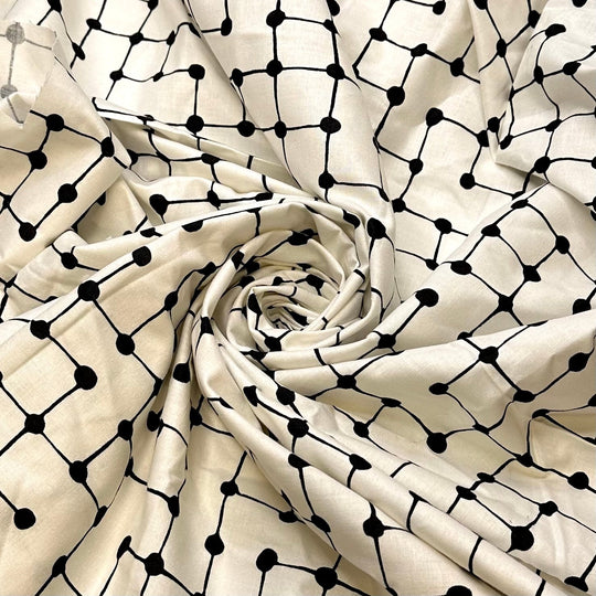 Maze - Cotton Woven - White/Black Geometric - 0.9M Bundle - True Deadstock fabric Fabric by private - Sustainable Textile | FABCYCLE