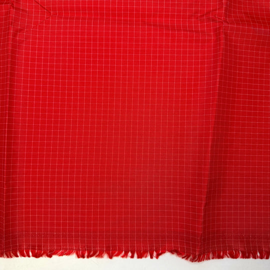 Measure Twice Cut Once - Waterproof Nylon/PU Woven - Red/White Geometric - 0.9M Bundle - True Deadstock fabric Fabric by private - Sustainable Textile | FABCYCLE