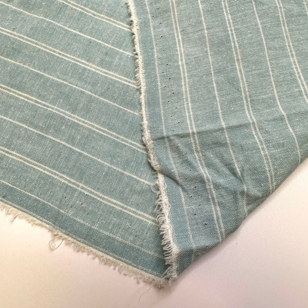 Meditation Get Away - Linen Woven - Light Blue/White Pinstripe - 0.45M Bundle - True Deadstock fabric Fabric by private - Sustainable Textile | FABCYCLE