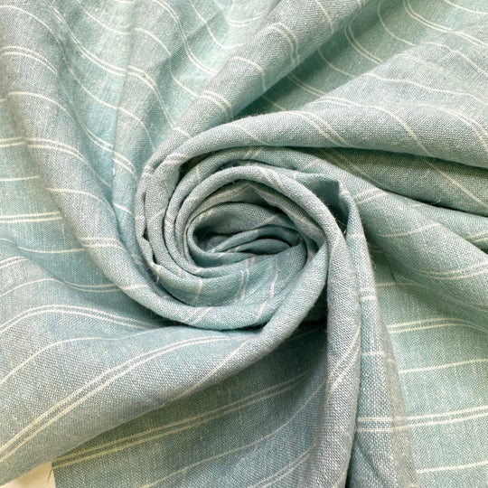 Meditation Get Away - Linen Woven - Light Blue/White Pinstripe - 0.45M Bundle - True Deadstock fabric Fabric by private - Sustainable Textile | FABCYCLE