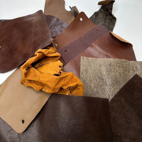 Medium Size Leather Scrap Bag - True Deadstock fabric Fabric by private - Sustainable Textile | FABCYCLE
