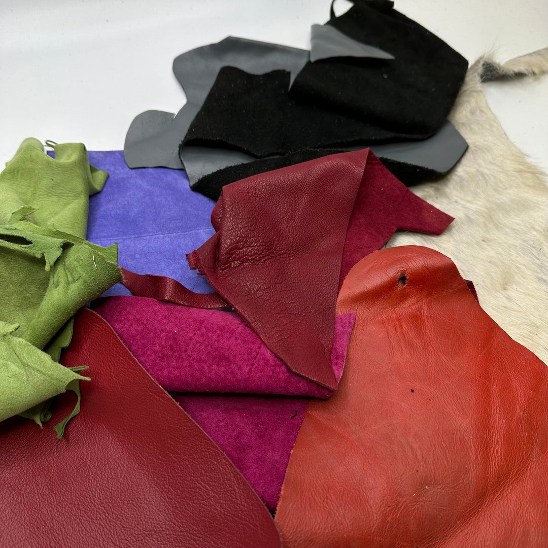 Medium Size Leather Scrap Bag - True Deadstock fabric Fabric by private - Sustainable Textile | FABCYCLE