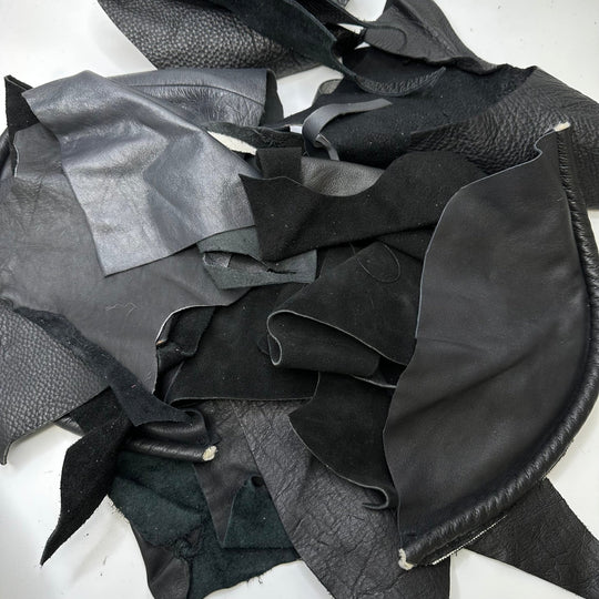 Medium Size Leather Scrap Bag - True Deadstock fabric Fabric by private - Sustainable Textile | FABCYCLE