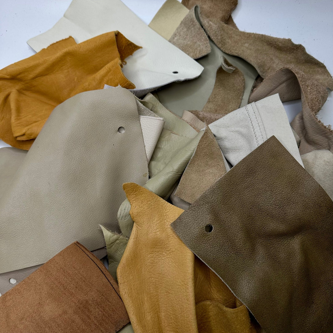 Medium Size Leather Scrap Bag - True Deadstock fabric Fabric by private - Sustainable Textile | FABCYCLE