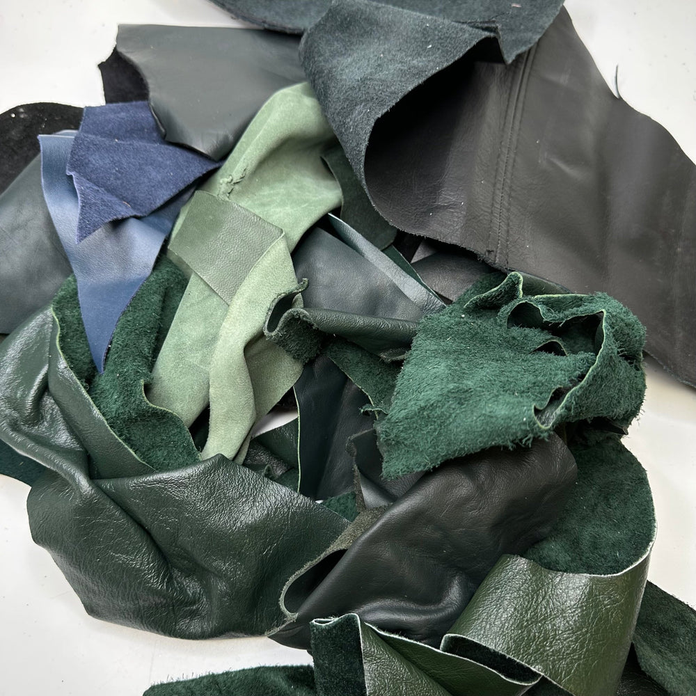 Medium Size Leather Scrap Bag - True Deadstock fabric Fabric by private - Sustainable Textile | FABCYCLE