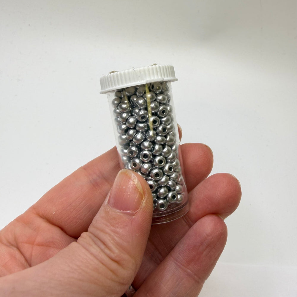 Medium Size Metallic Silver Seed Beads Beads - Silver - 100 Pack - True Deadstock supplies Fabric by private - Sustainable Textile | FABCYCLE