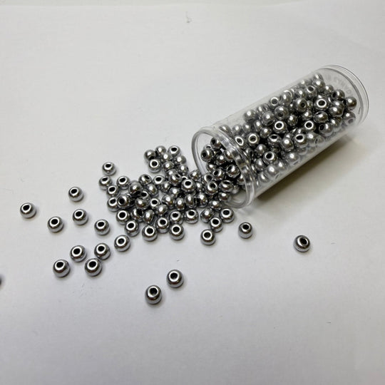 Medium Size Metallic Silver Seed Beads Beads - Silver - 100 Pack - True Deadstock supplies Fabric by private - Sustainable Textile | FABCYCLE