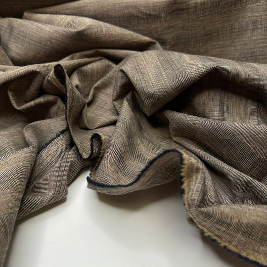 Meeting In The Middle - Cotton/Linen Woven - Beige/Brown Pinstripe - 1.75M Bundle - True Deadstock fabric Fabric by private - Sustainable Textile | FABCYCLE