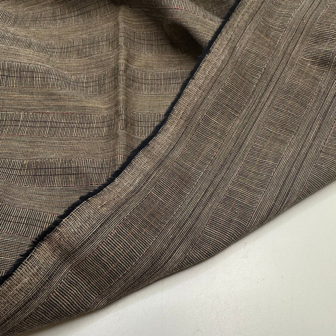 Meeting In The Middle - Cotton/Linen Woven - Beige/Brown Pinstripe - 1.75M Bundle - True Deadstock fabric Fabric by private - Sustainable Textile | FABCYCLE