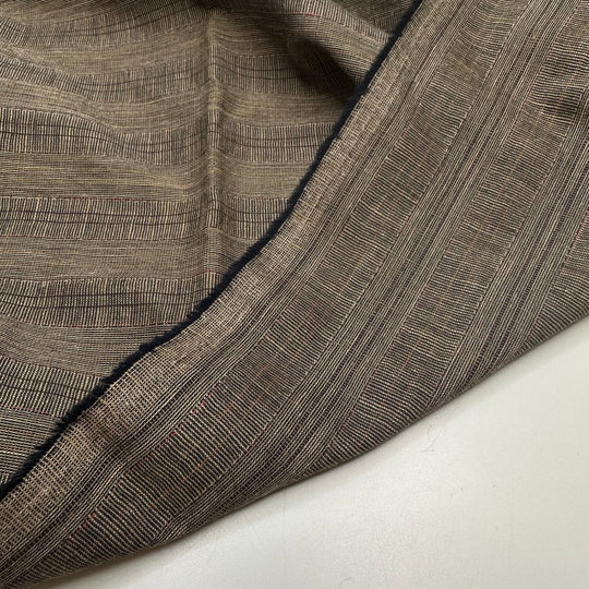 Meeting In The Middle - Cotton/Linen Woven - Beige/Brown Pinstripe - 1.75M Bundle - True Deadstock fabric Fabric by private - Sustainable Textile | FABCYCLE