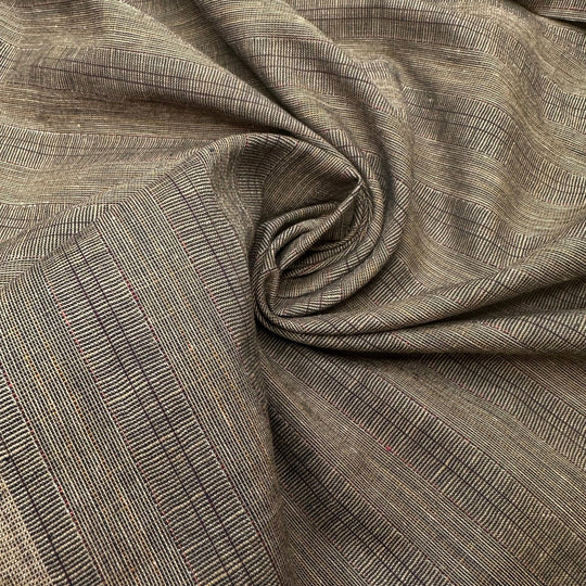 Meeting In The Middle - Cotton/Linen Woven - Beige/Brown Pinstripe - 1.75M Bundle - True Deadstock fabric Fabric by private - Sustainable Textile | FABCYCLE