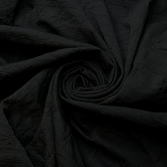 Memories Of Winter - Raised Texture Polyester Blend Knit - Black Geometric - 1.3M Bundle - True Deadstock fabric Fabric by private - Sustainable Textile | FABCYCLE
