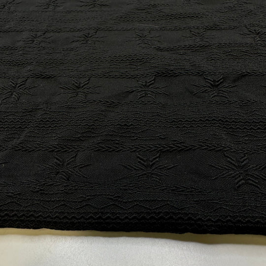 Memories Of Winter - Raised Texture Polyester Blend Knit - Black Geometric - 1.3M Bundle - True Deadstock fabric Fabric by private - Sustainable Textile | FABCYCLE