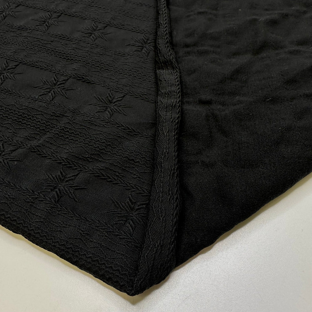 Memories Of Winter - Raised Texture Polyester Blend Knit - Black Geometric - 1.3M Bundle - True Deadstock fabric Fabric by private - Sustainable Textile | FABCYCLE