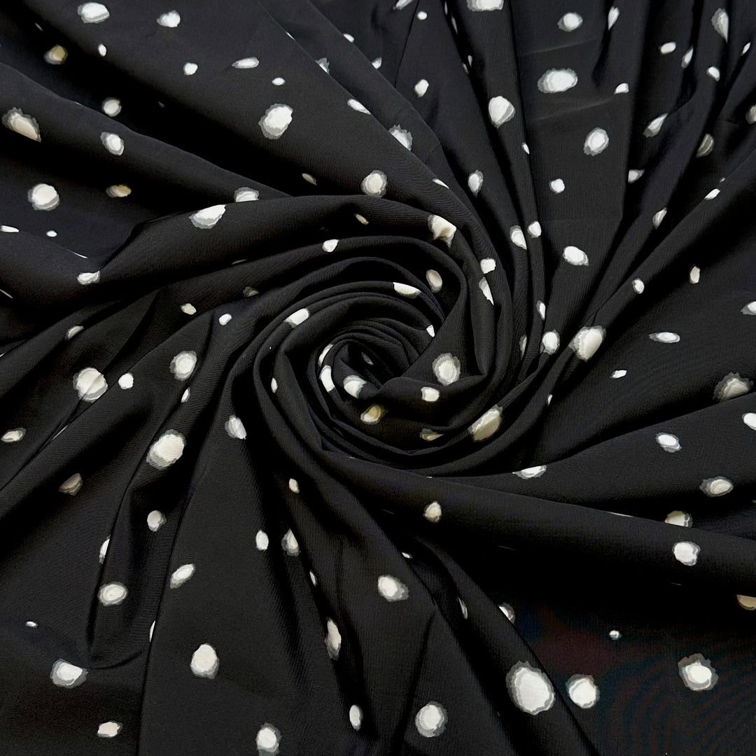 Memories That Will Last Forever - Polyester Blend Woven - Black/White Polka Dots - 1.75M Bundle - True Deadstock fabric Fabric by private - Sustainable Textile | FABCYCLE