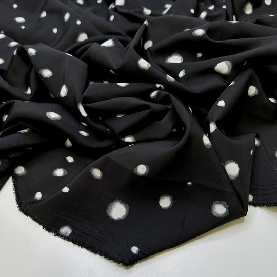 Memories That Will Last Forever - Polyester Blend Woven - Black/White Polka Dots - 1.75M Bundle - True Deadstock fabric Fabric by private - Sustainable Textile | FABCYCLE