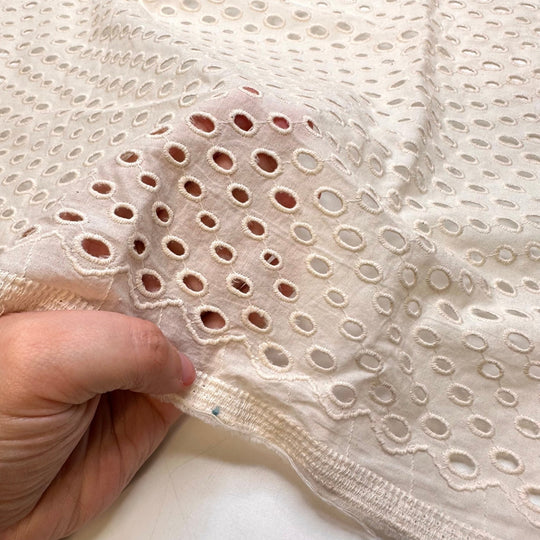 Mending Circle - Eyelet Cotton Blend Woven - Cream Polka Dots - 2.55M Bundle - True Deadstock fabric Fabric by private - Sustainable Textile | FABCYCLE