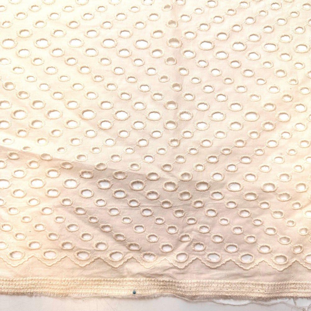 Mending Circle - Eyelet Cotton Blend Woven - Cream Polka Dots - 2.55M Bundle - True Deadstock fabric Fabric by private - Sustainable Textile | FABCYCLE