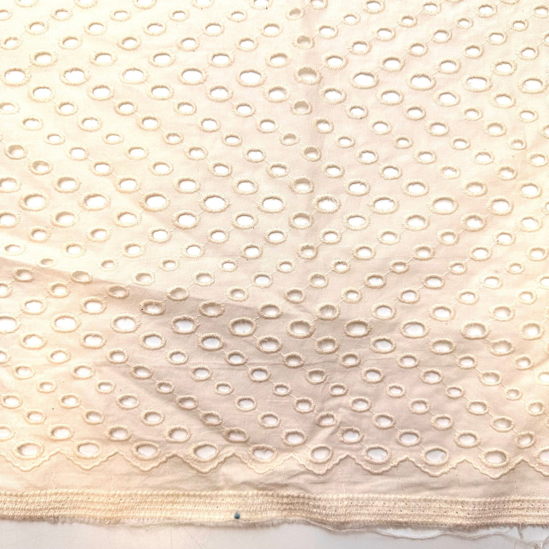 Mending Circle - Eyelet Cotton Blend Woven - Cream Polka Dots - 2.55M Bundle - True Deadstock fabric Fabric by private - Sustainable Textile | FABCYCLE