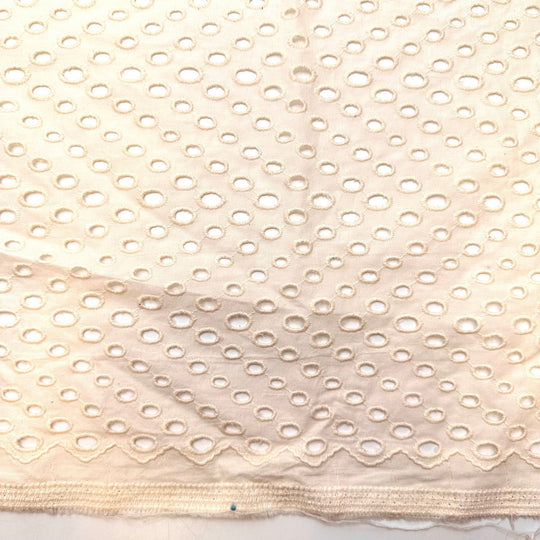 Mending Circle - Eyelet Cotton Blend Woven - Cream Polka Dots - 2.55M Bundle - True Deadstock fabric Fabric by private - Sustainable Textile | FABCYCLE