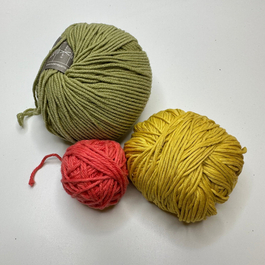 Merino Wool Yarn - Yellow Green Coral - 3 Pack - True Deadstock supplies Fabric by private - Sustainable Textile | FABCYCLE